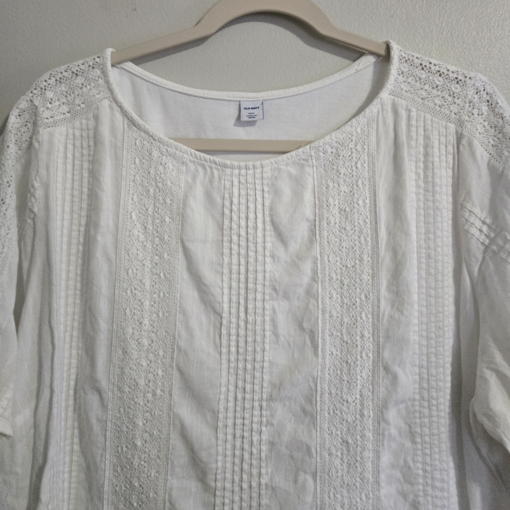 Old Navy White Lace-Front XXL Blouse - Picture 2 of 6